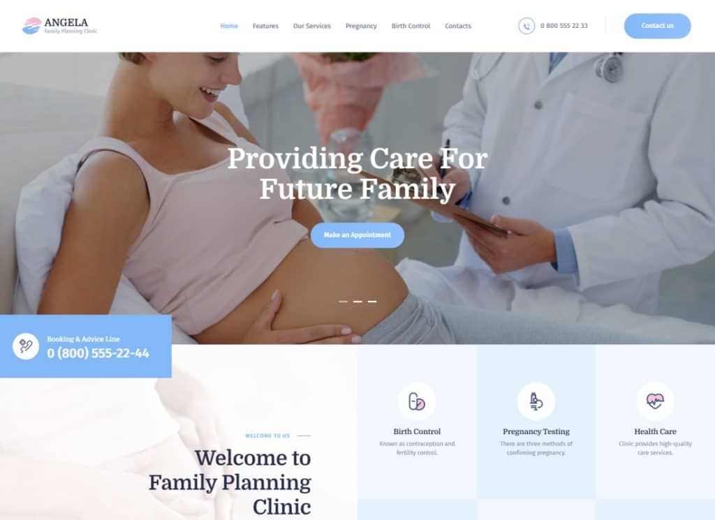 Angela - Family Planning & Pregnancy Clinic WordPress Theme