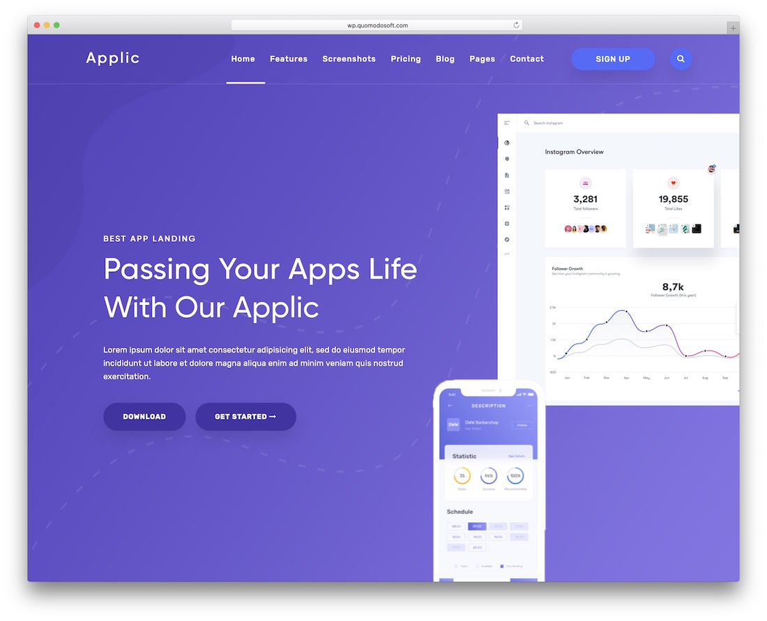 applic app showcase wordpress theme
