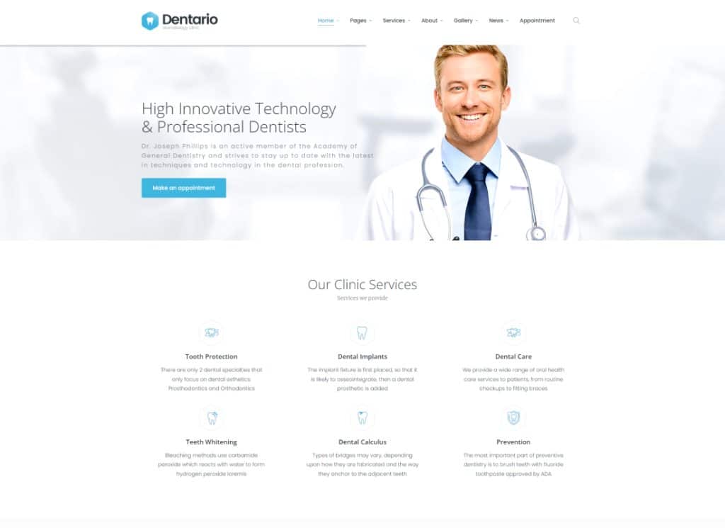 Dentario - Dentist, Medical & Healthcare WordPress Theme