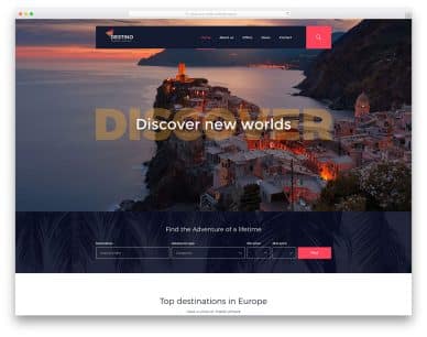 destino - travel booking website template
