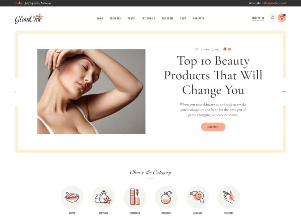 GlamChic - Beauty Blog & Online Magazine WordPress Theme