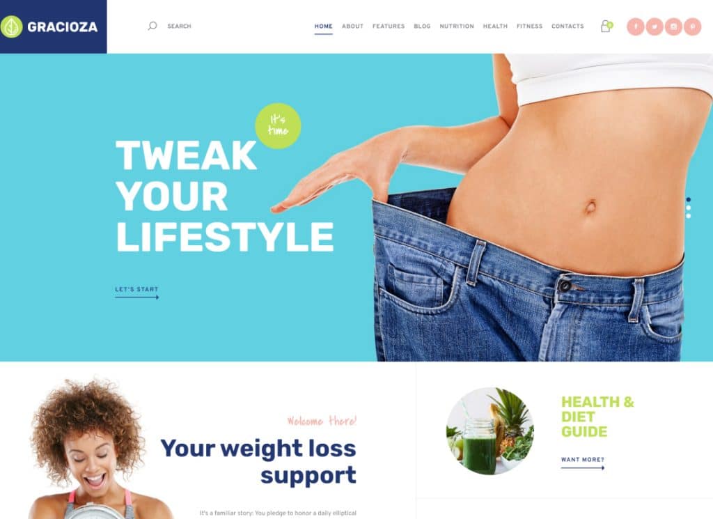Gracioza - Weight Loss Company & Healthy Blog WordPress Theme