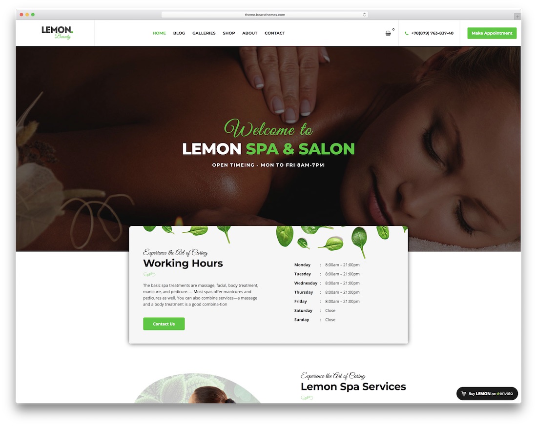 lemon spa massage salon wordpress theme