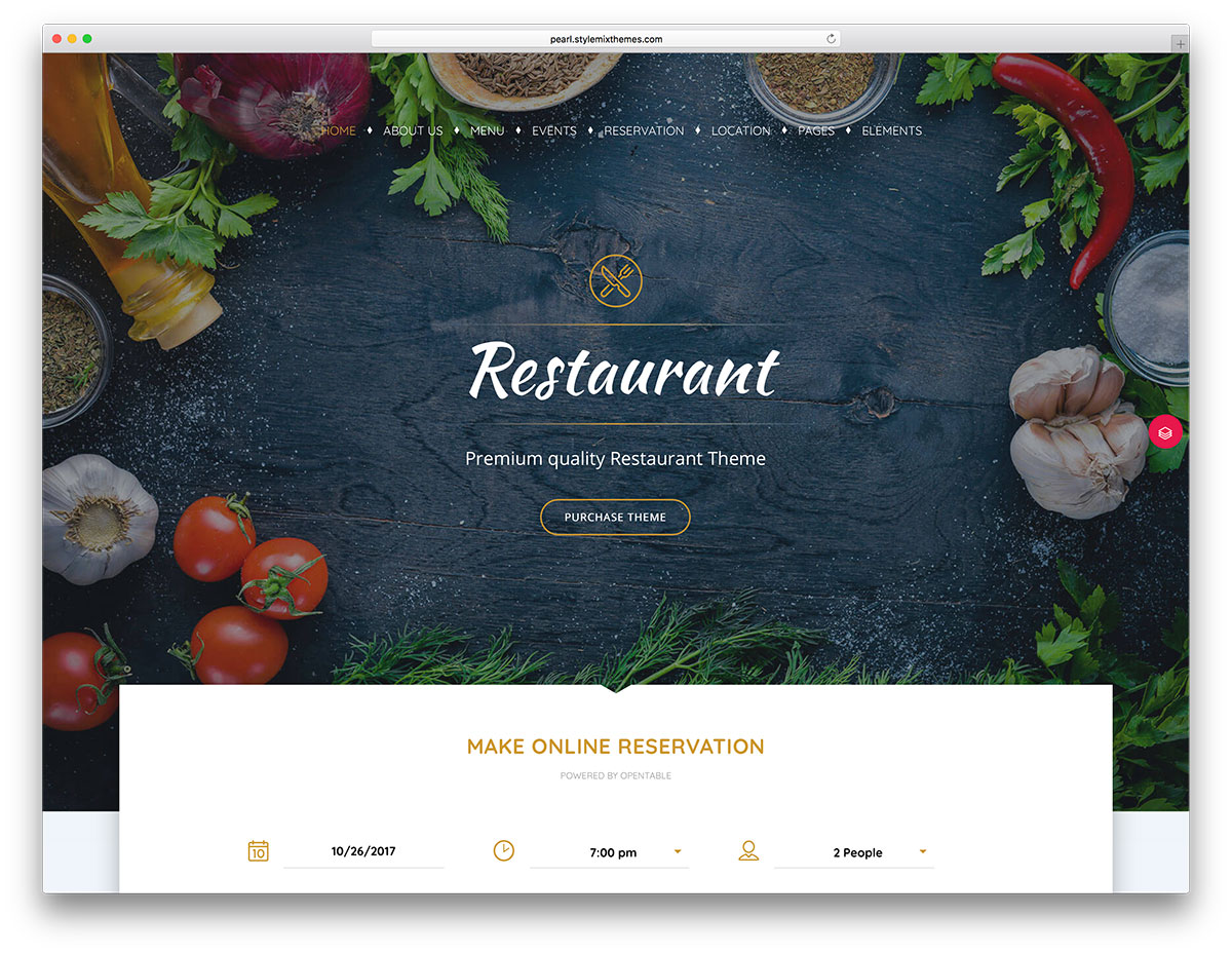 Restaurant online reservation WordPress theme