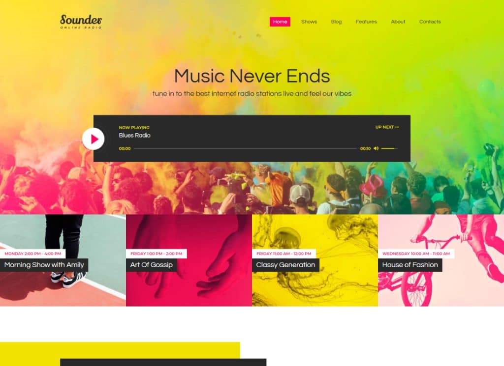Sounder - Online Internet Radio Station WordPress Theme