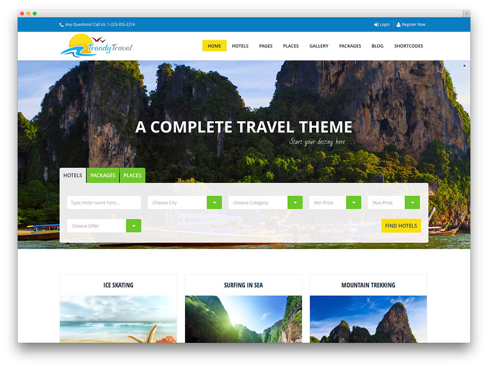 trendy travel WordPress theme