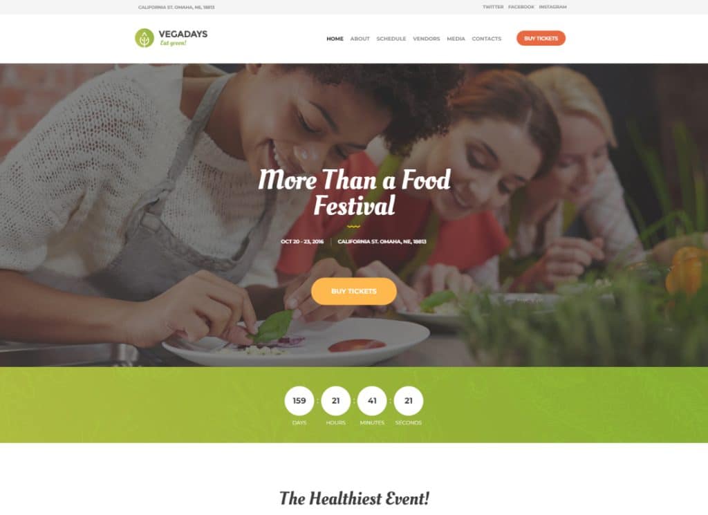 VegaDays - Vegetarian Food Festival & Eco Event WordPress Theme