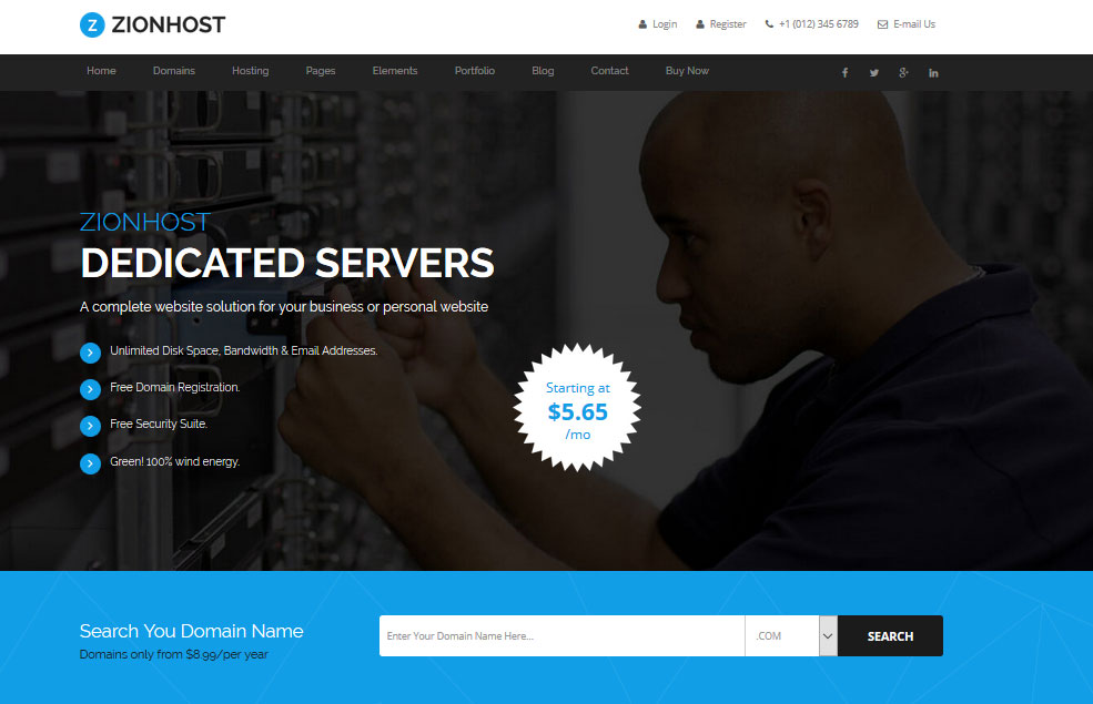 zionhost-minimal-hosting-website-template